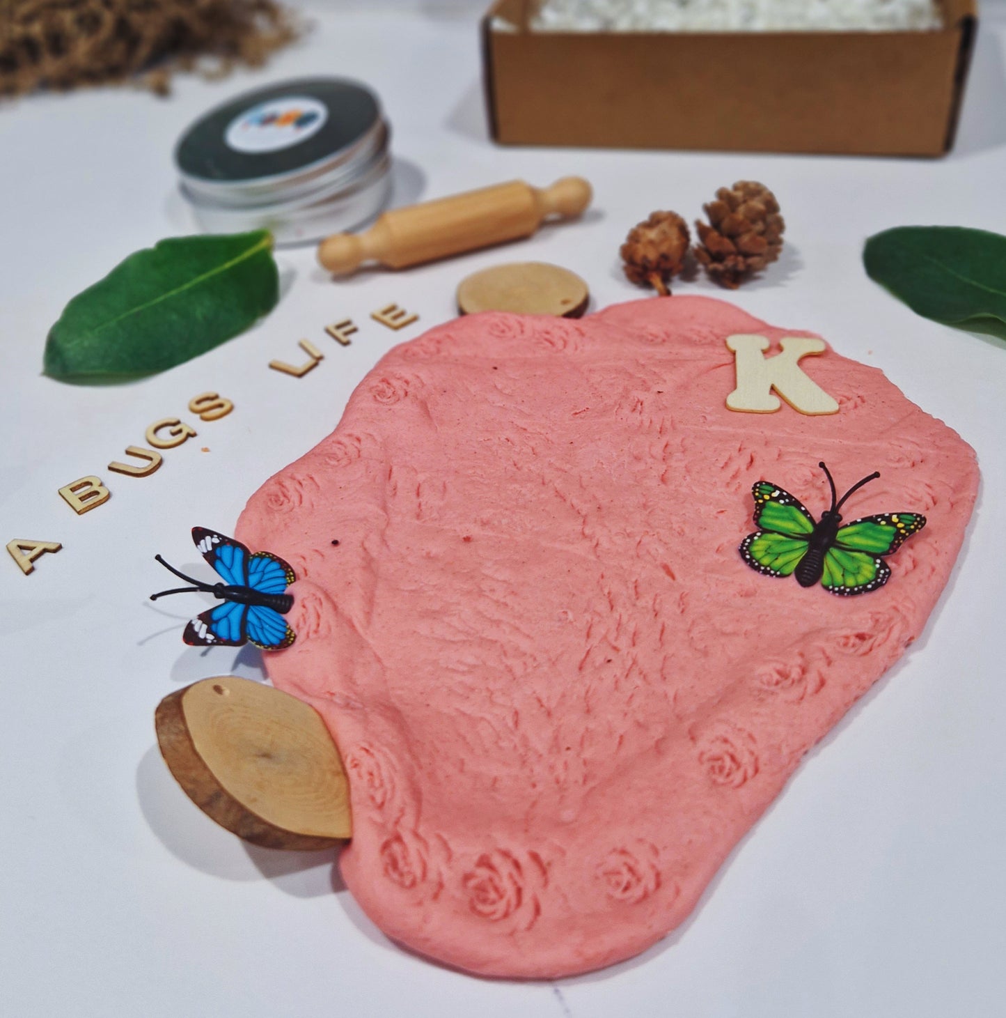 Eco-friendly homemade scented playdough sensory kit.