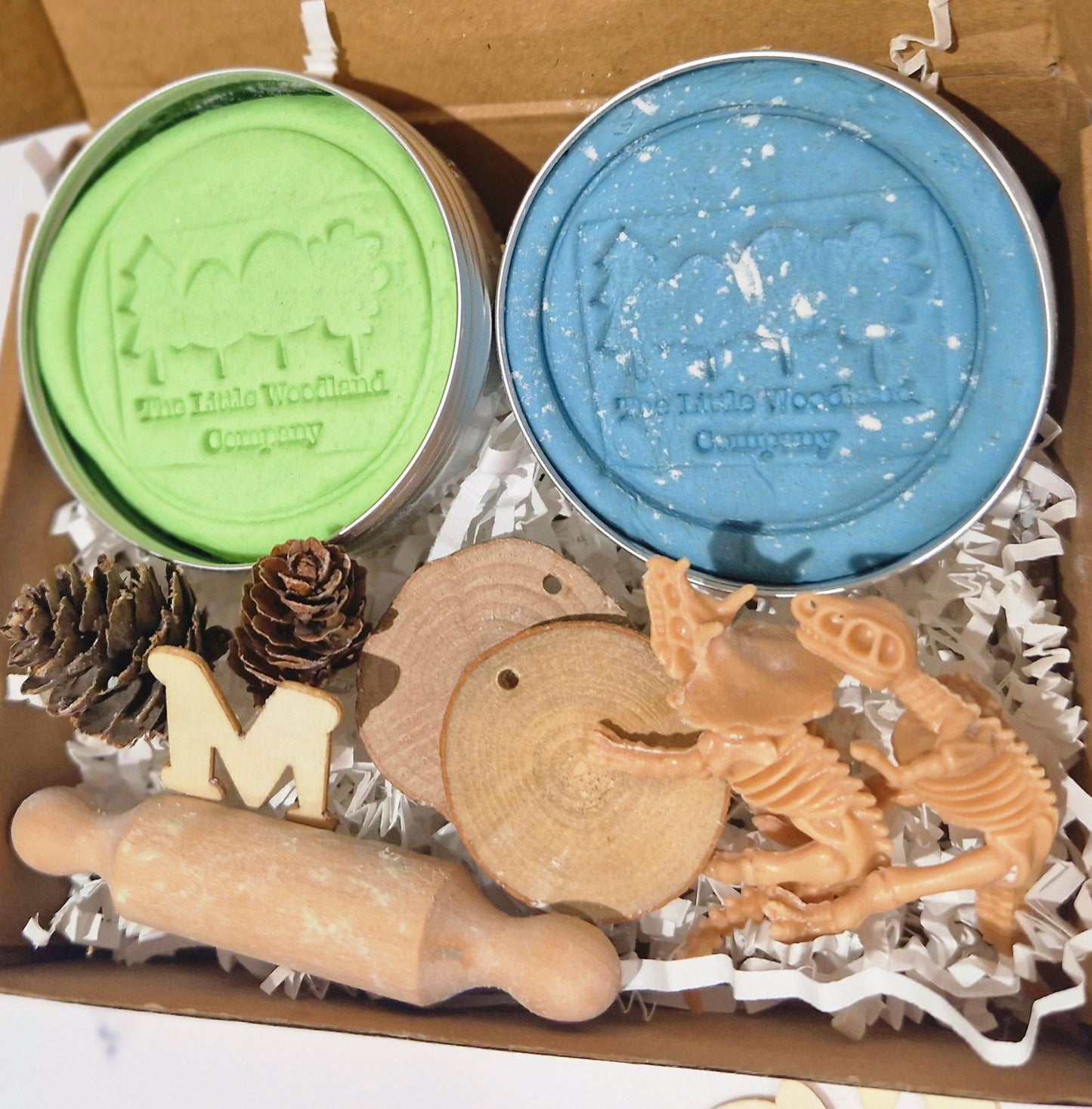 Eco-friendly homemade scented playdough sensory kit with 2 doughs.