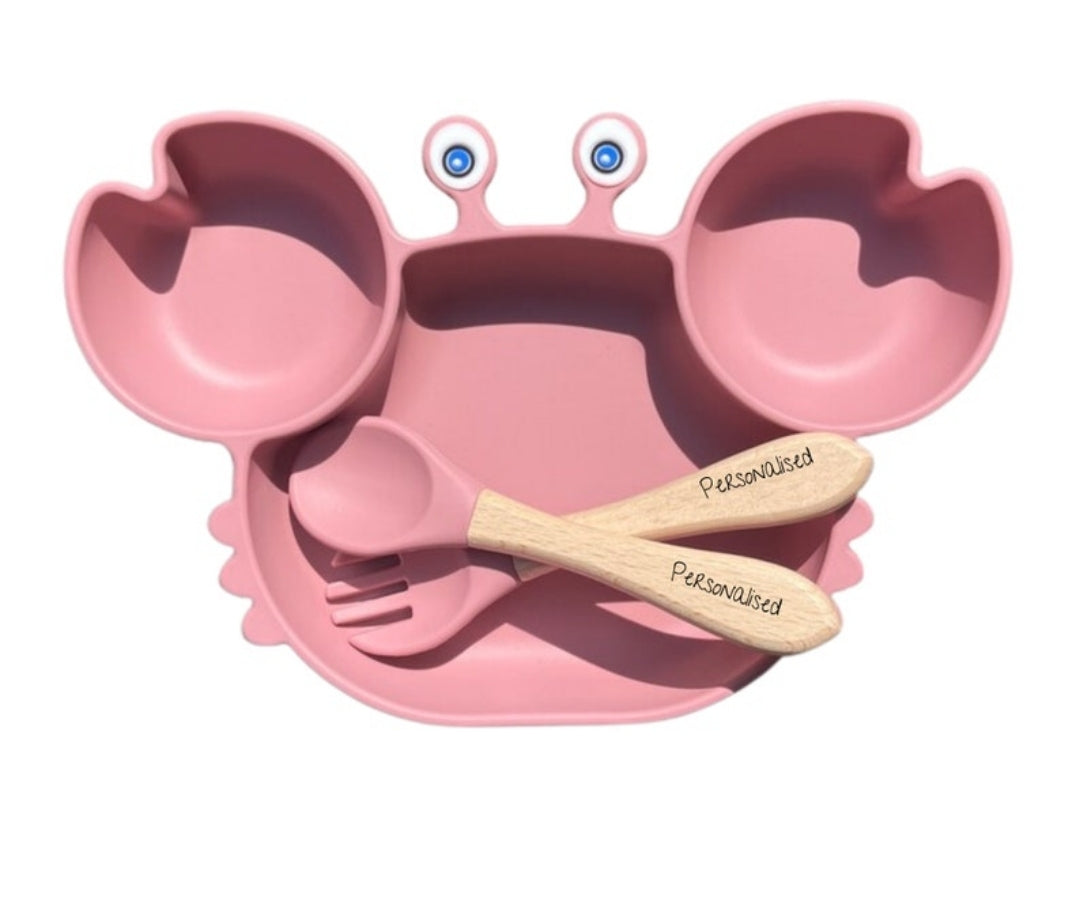 Crab Baby Silicone Baby Non-slip Feeding Bowl BPA Free Kids Dinner Plate